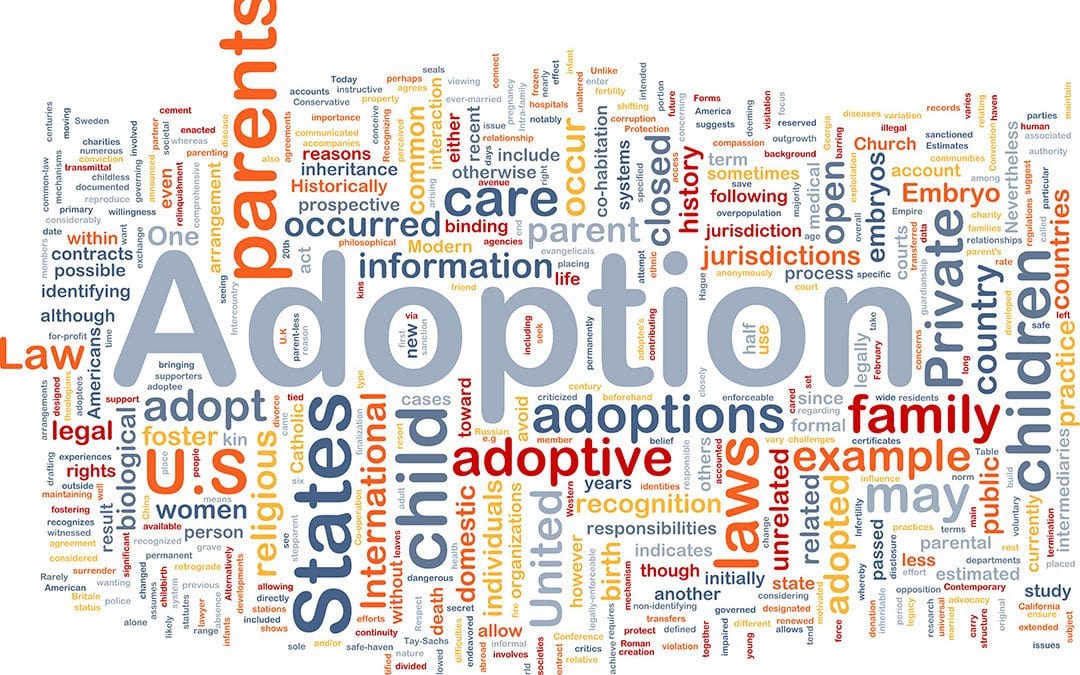 Large "Adoption" with words about adoption around it